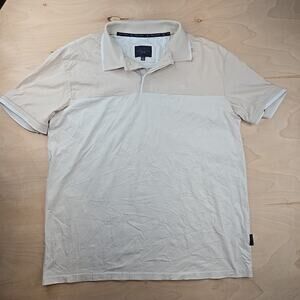 Marc Asher Men's Size XL Tan Cream Contrast Tipped Design Golf Polo Shirt